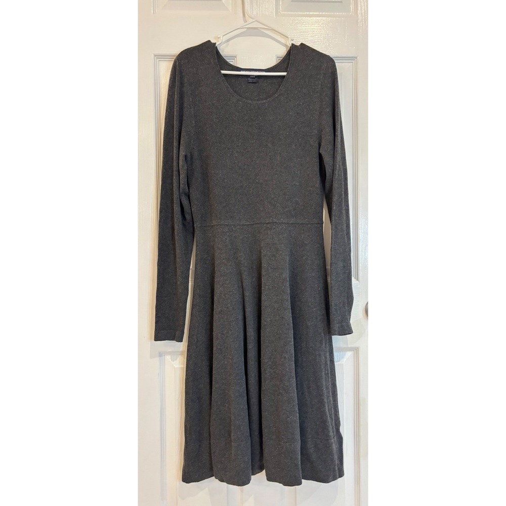 😍 French Connection Gray Long Sleeve Fit & Flare‎ Knit Dress Comfortable Casual